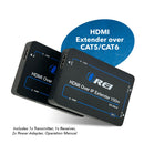 Extensor HDMI Orei EX-330-K de señal a través de un solo cable Ethernet CAT5e/CAT6 de hasta 100 metros (EX-330-K) 