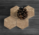 Marble 4" Hexagon Coasters Semi-polished set of 4