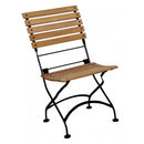 Five Piece Dining Set with 32 x 48" Steel Top Table and Two/Two Natural African Teak Slat Side/Arm Chairs