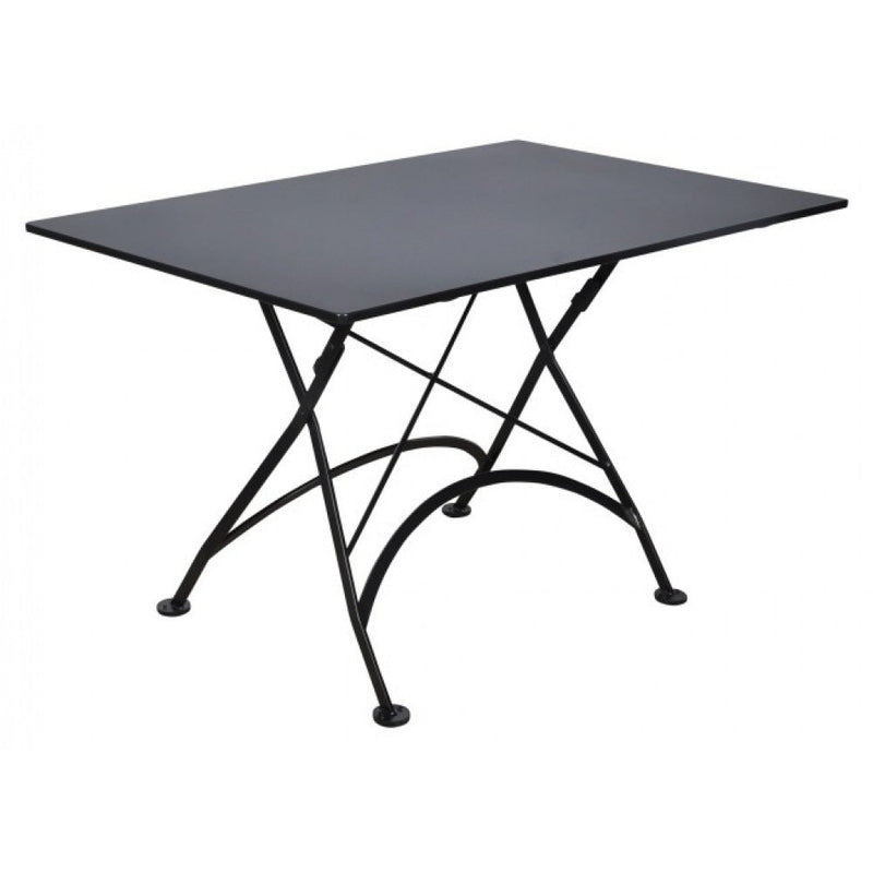 Five Piece Dining Set with 32" x 48" Steel Top Table and Four Natural African Teak Slat Side Chairs