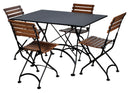 Five Piece Dining Set with 32 x 48" Steel Top Table and Four European Chestnut Slat Side Chairs