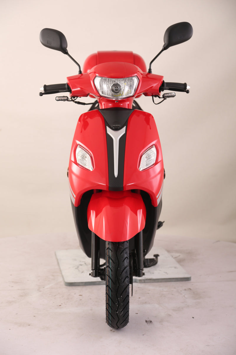 TrailMaster Flash 50cc Street Scooter, CVT Automatic, LED Lights, Rear Trunk Included