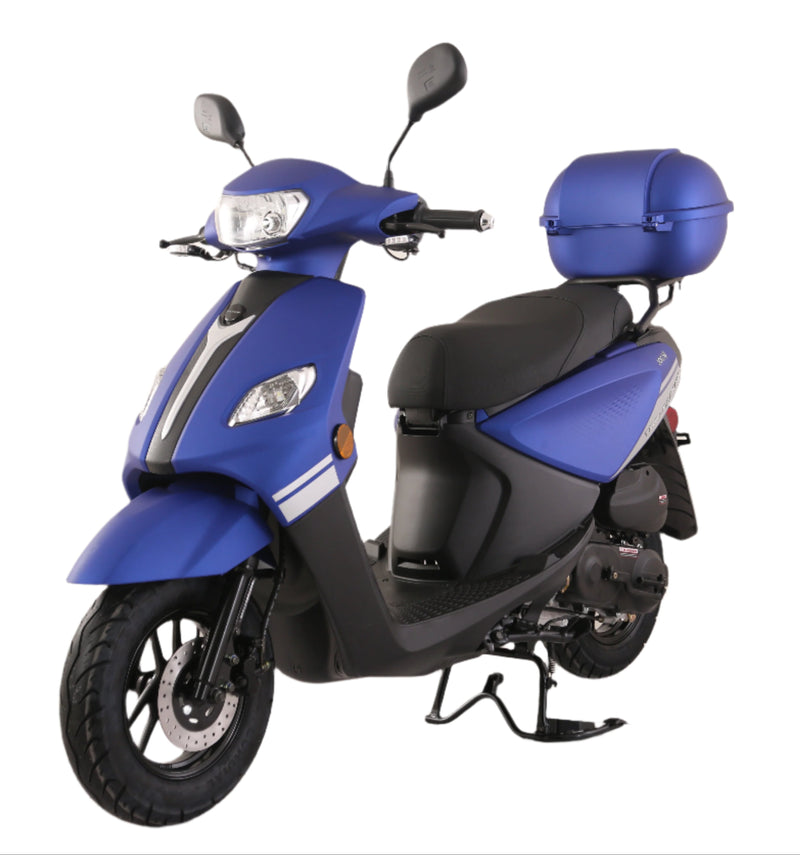 TrailMaster Flash 50cc Street Scooter, CVT Automatic, LED Lights, Rear Trunk Included, Ships Fully Assembled