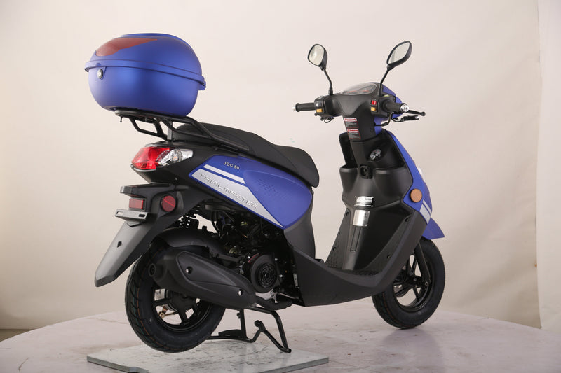 TrailMaster Flash 50cc Street Scooter, CVT Automatic, LED Lights, Rear Trunk Included
