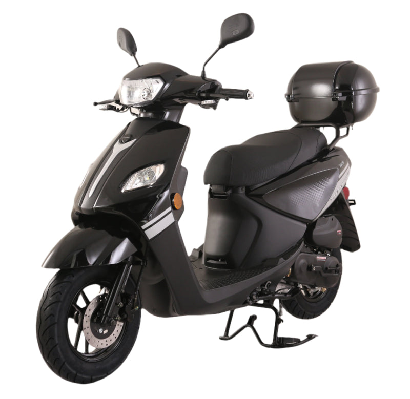 TrailMaster Flash 50cc Street Scooter, CVT Automatic, LED Lights, Rear Trunk Included