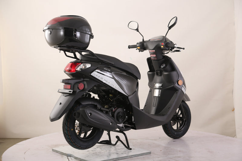 TrailMaster Flash 50cc Street Scooter, CVT Automatic, LED Lights, Rear Trunk Included