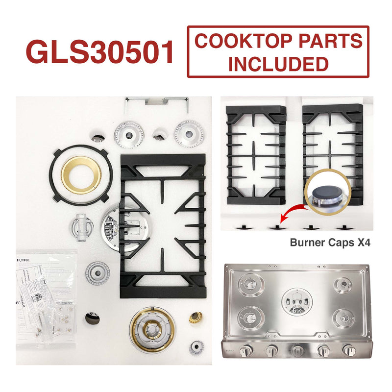 FOTILE - 30"/36" Stainless Steel Tri-Ring Gas Cooktop Series | GLS30501 / GLS36502