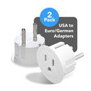 Adaptadores de enchufe OREI de EE. UU. a Europa, Schuko y Alemania, con certificación CE, resistentes, paquete de 2 (GS20) 