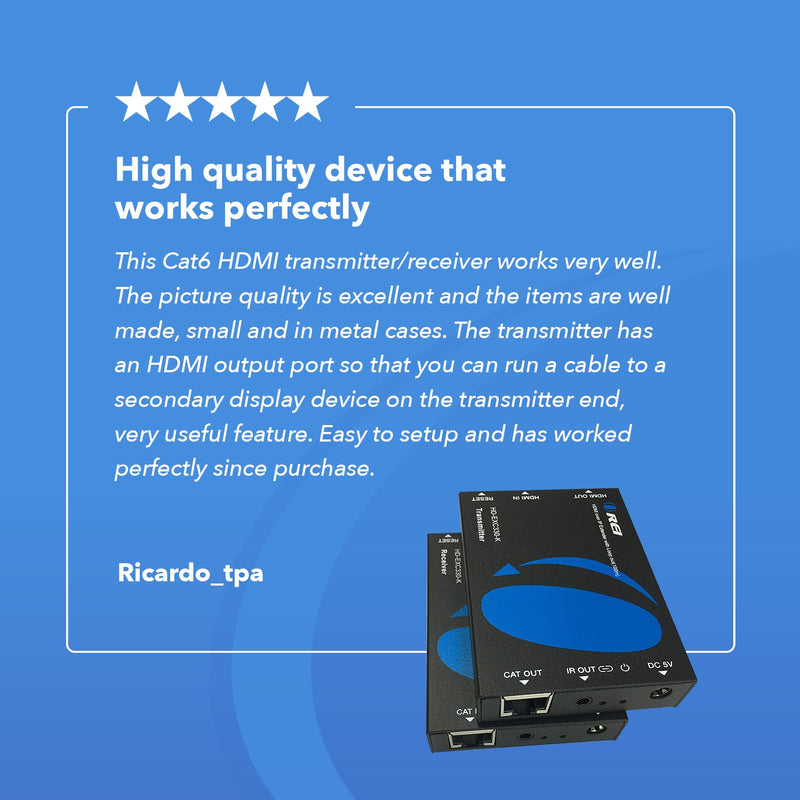 Extensor HDMI sobre IP Full HD 1080P hasta 100 m (Cable CAT5e/6 con IR) (HD-EXM330-K)