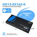 Extensor HDMI 1x2 sobre CAT6/7 hasta 50 m (salida en bucle, control IR y EDID) (HD12-EX165-K) 