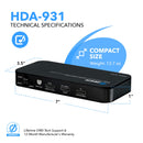 Extractor de audio dual HDMI eARC 4K a 60 Hz con puerto óptico y conector de 3,5 mm, ancho de banda de 18 Gbps (HDA-931) 