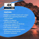 Conmutador HDMI 4K 4 x 1 con extractor de audio ARC (HDS-401) 
