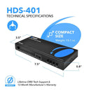 Conmutador HDMI 4K 4 x 1 con extractor de audio ARC (HDS-401) 