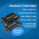 Extensor HDMI 4K Balun sobre cable de fibra óptica hasta 1 km (3300 pies), compatible con IR, RS-232 (HDS-FO-K)