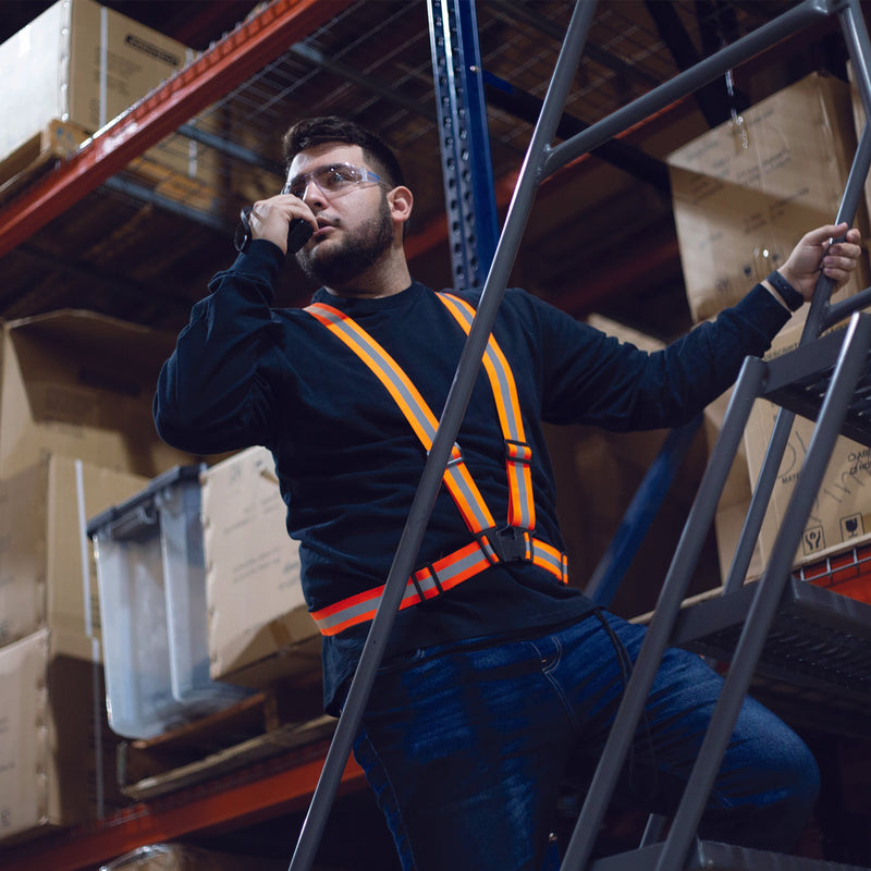 Hi-Vis Adjustable Safety Suspenders with Reflective Strips