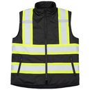 Hi-Vis Yellow/Black Reversible Insulated Safety Vest with Reflective Strips