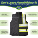 Hi-Vis X-Back Reversible Insulated Safety Vest with Reflective Strips