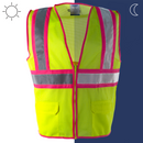 Hi Vis Mesh Safety Vest with Pink Contrasting Strips and Reflective Tapes - PinkFit Collection