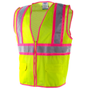 Hi Vis Mesh Safety Vest with Pink Contrasting Strips and Reflective Tapes - PinkFit Collection