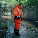 Hi-Vis Yellow/Black Rain Pants with Reflective Strips