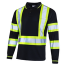 Hi-Vis Reflective Two-Tone Safety Long Sleeve Polo Shirt