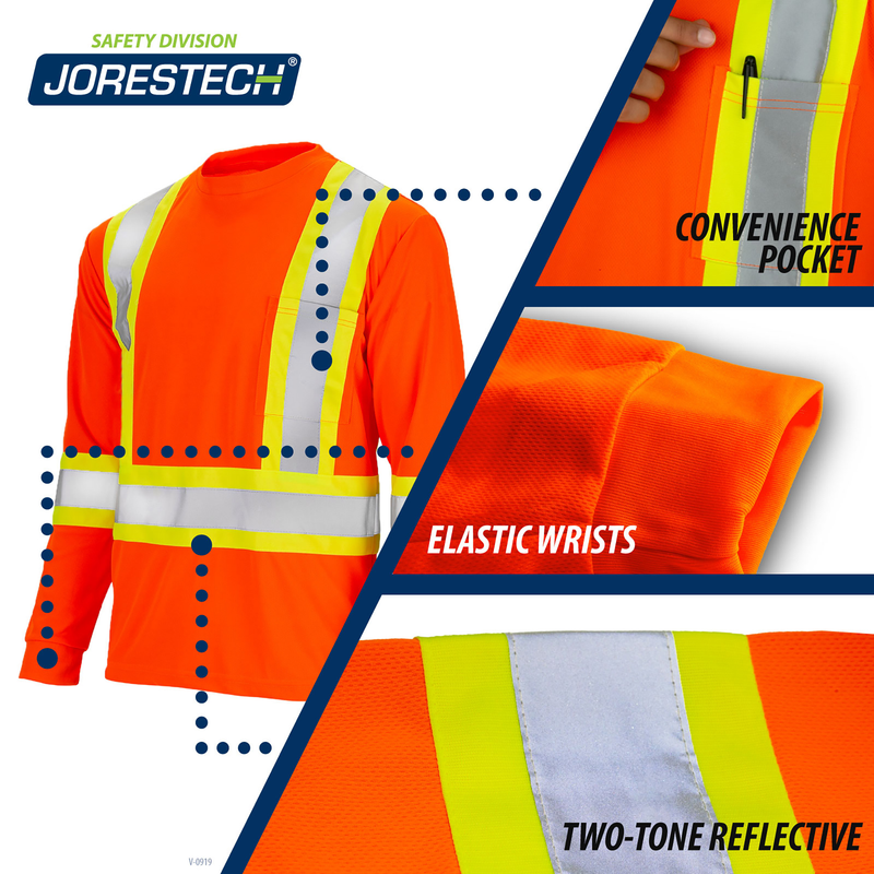 Hi-Vis X-Back Reflective Two-Tone Safety Long Sleeve Shirt