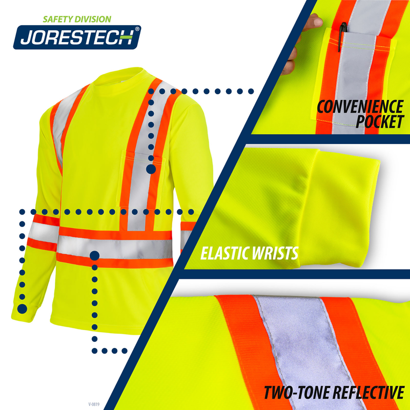 Hi-Vis X-Back Reflective Two-Tone Safety Long Sleeve Shirt