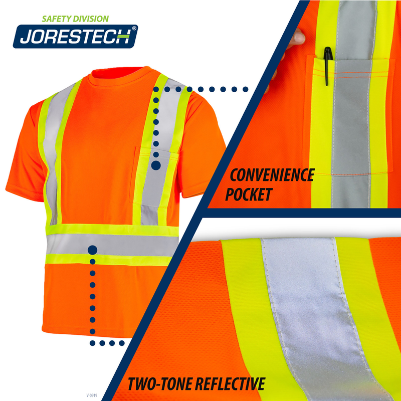 Hi-Vis X-Back Reflective Two-Tone Safety Pocket Shirt