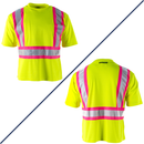 Hi-Vis Reflective Two Tone Safety Shirt with Pink Strips - PinkFit Collection