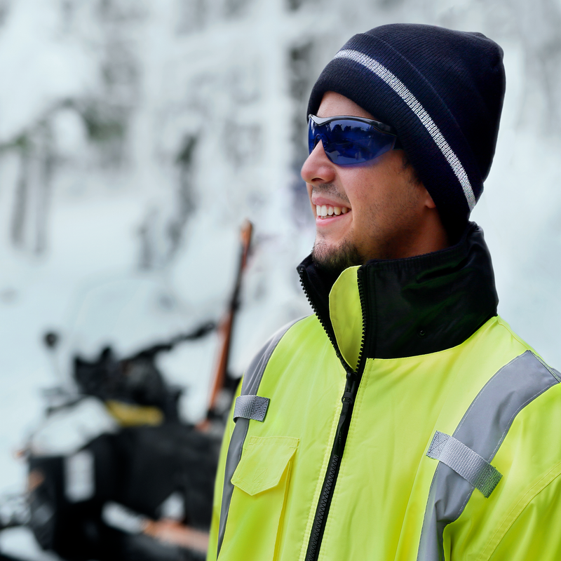 Hi-Vis Safety Beanie with Reflective Stripe