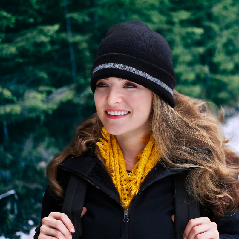 Hi-Vis Safety Beanie with Reflective Stripe