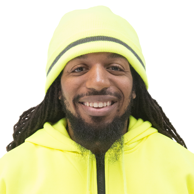 Hi-Vis Safety Beanie with Reflective Stripe