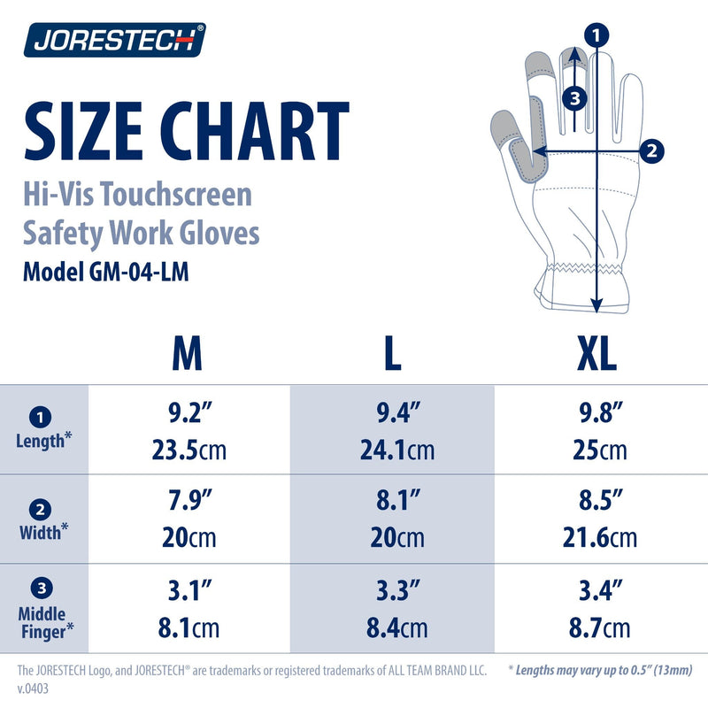 Hi-Vis Touchscreen Safety Work Gloves