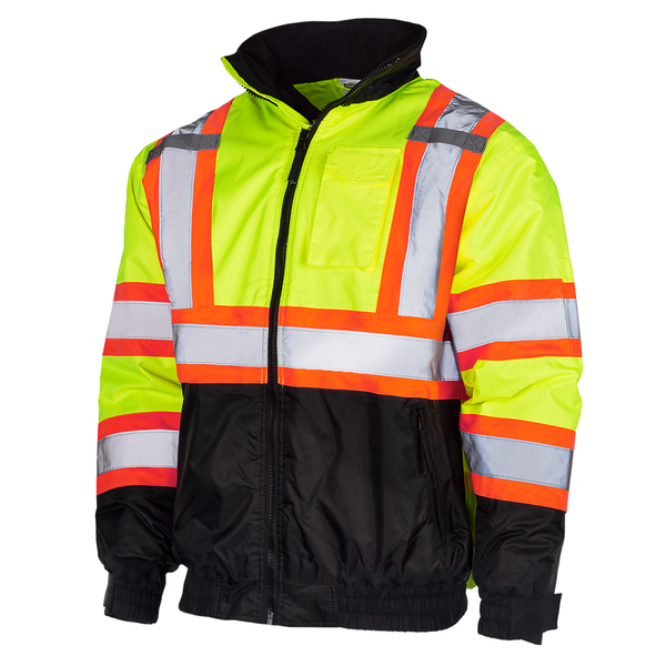 Hi-Vis X-Back Two-Tone Safety Bomber Jacket with Reflective Stripes