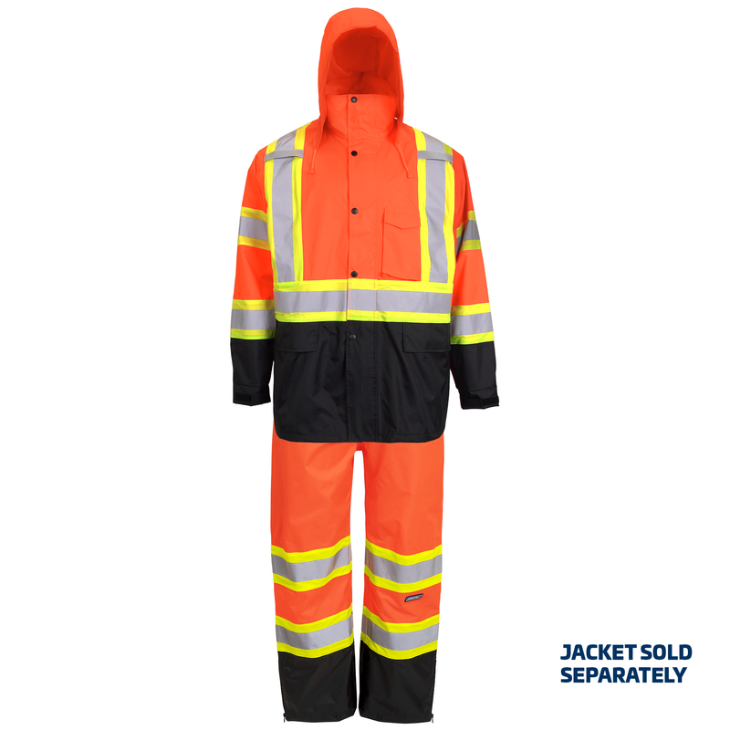 Hi Vis Two Tone Safety Rain Jacket With X Reflective Stripes
