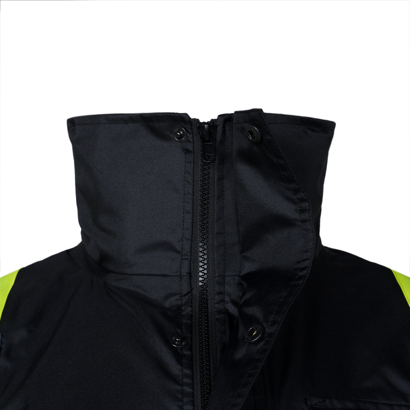 Hi Vis Two Tone Safety Rain Jacket With X Reflective Stripes