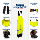 High Visibility Waterproof Safety Overall Pants with Reflective Stripes