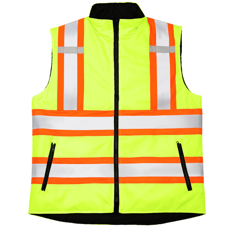 Hi-Vis X-Back Reversible Insulated Safety Vest with Reflective Strips