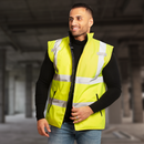 Hi-Vis Yellow/Black Reversible Insulated Safety Vest with Reflective Strips