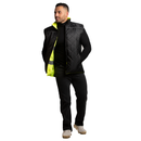 Hi-Vis Yellow/Black Reversible Insulated Safety Vest with Reflective Strips