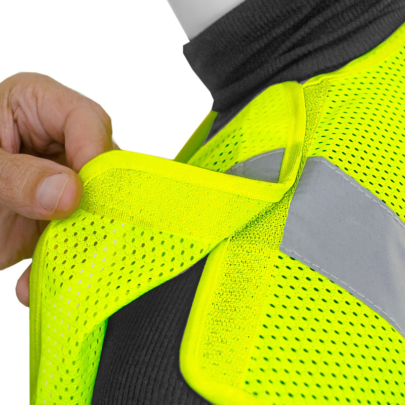 Hi-Vis Yellow Mesh Tearaway Safety Vest with 2” Reflective Strips and Pocket