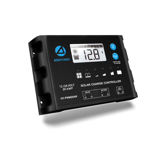 Acopower 20A ProteusX Waterproof PWM Solar Charge Controller Compatible With 8 Battery Types