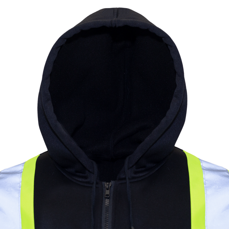 Black Hi-Vis Safety Hooded Sweatshirt with Reflective Stripes