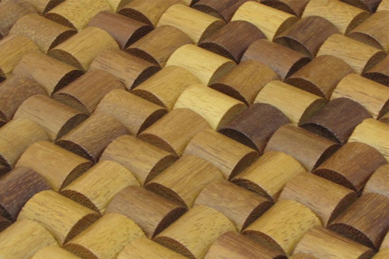 Iroko Straw Mesh-mounted Wood Mosaic Wall Tile - Livfloors Collection