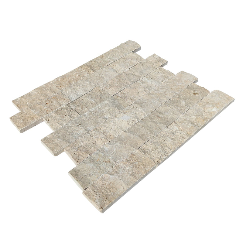 Ivory Light 4"xFree Length Split-face Natural Travertine Wall Tile - Livfloors Collection