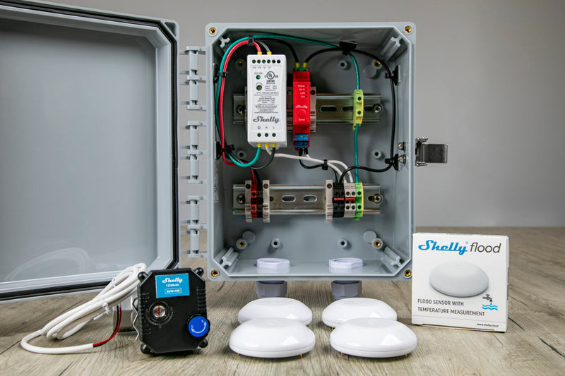 Shelly Smart Leak & Water valve kit w/4 Floods sensors