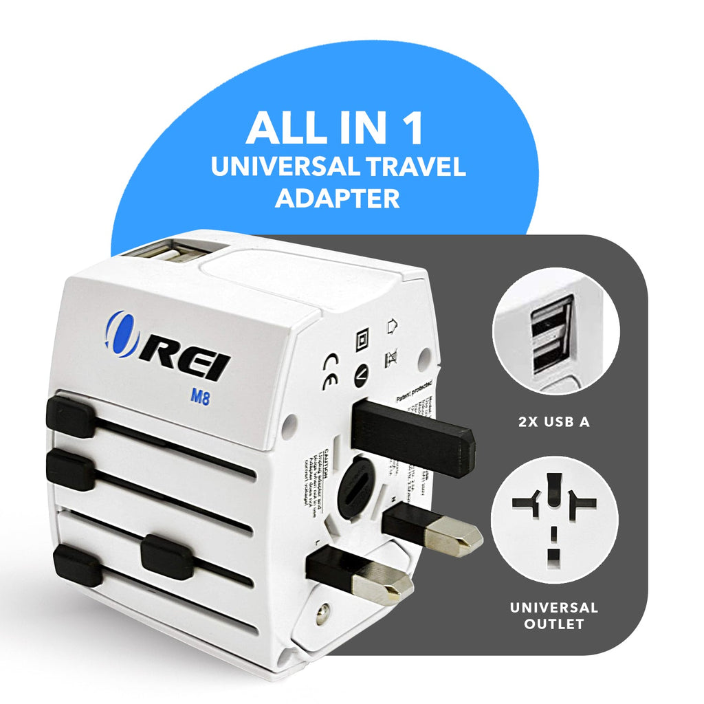 World Travel Adapter Plug International- All in One- 2 USB- Compact De