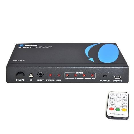 Conmutador HDMI 4x1 de alta velocidad con control remoto por infrarrojos y modo imagen en imagen (HD-401P)
