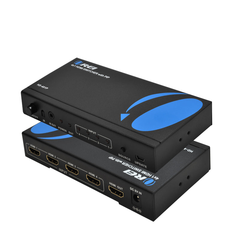 Conmutador HDMI 4x1 de alta velocidad con control remoto por infrarrojos y modo imagen en imagen (HD-401P)