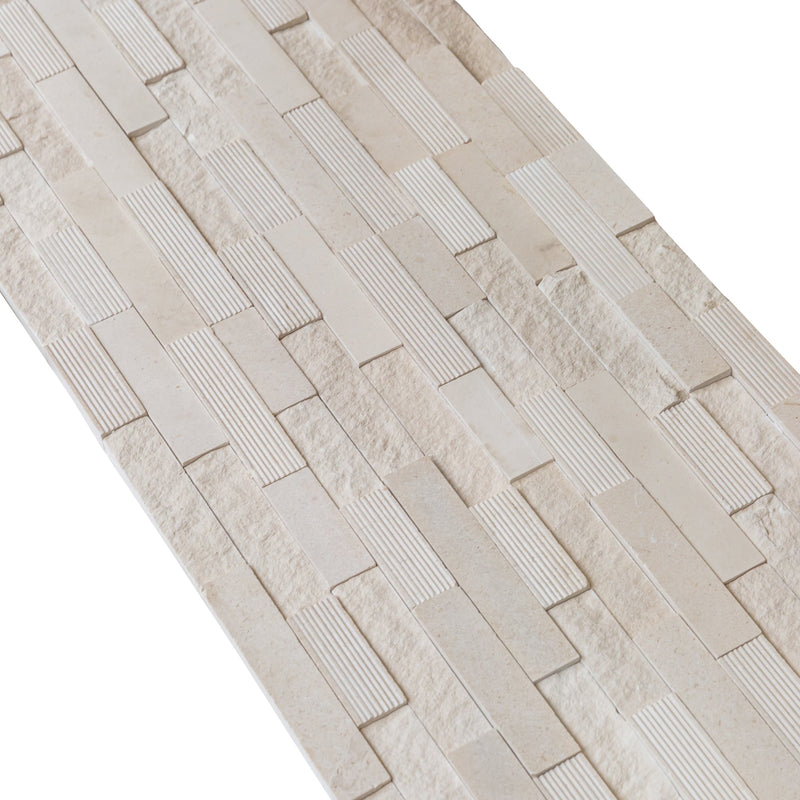 Mayra White Ledger Multi-surface 3D Panel 6"x24" Marble Wall Tile - Full Truckload